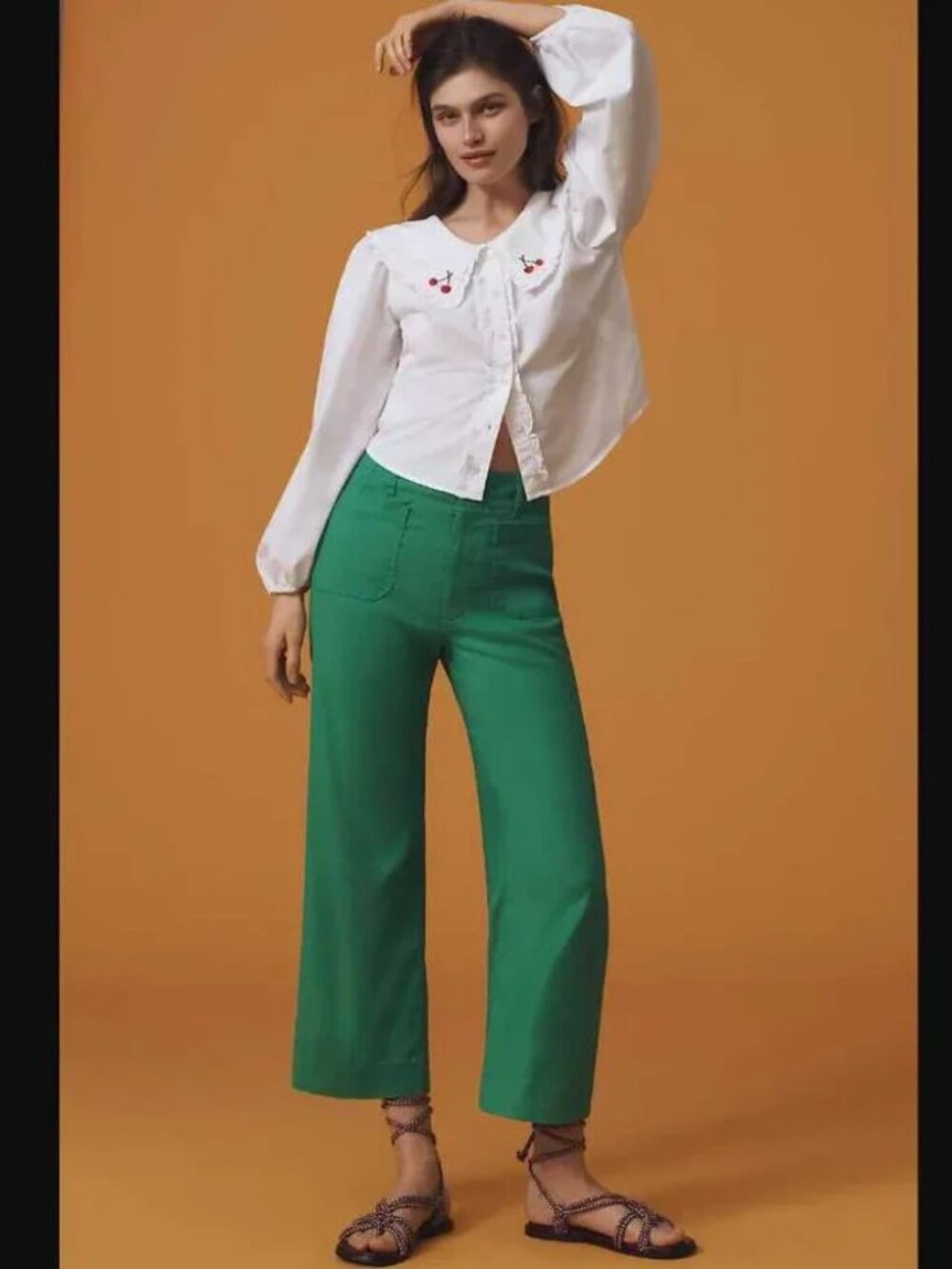 Maeve x Anthropologie The Colette linen blend crop wide-leg pants - Green - 27